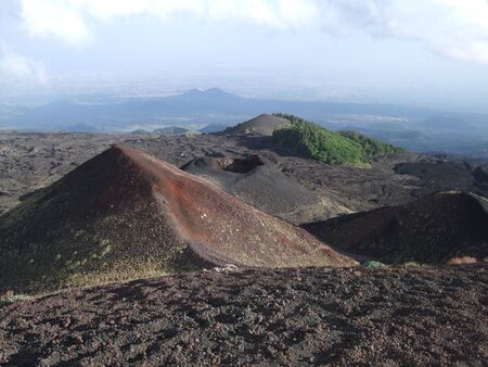 Old craters and vents on Mount Etna, Sicily, Italyの写真素材