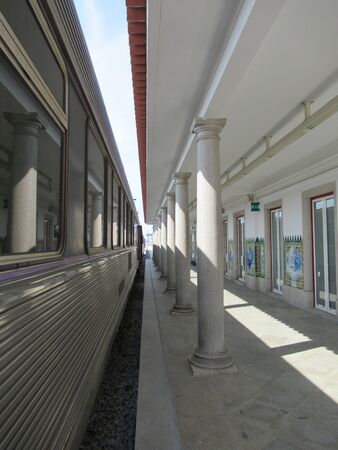 Train at Evora station, Portugalの写真素材
