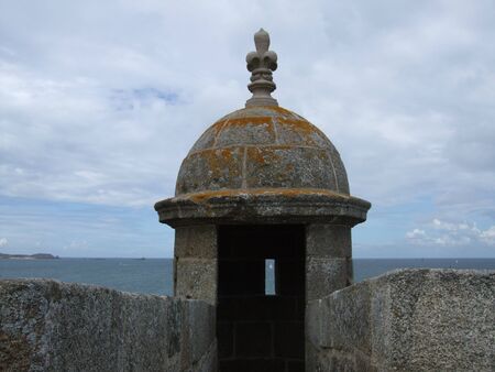 Defence turret on fort in St Malo, Franceの写真素材