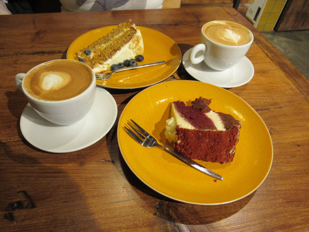 Coffee and cakes ready to eat. Amsterdam, Holland
