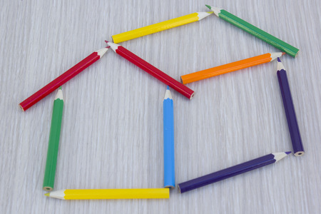 House made with colored pencilsの写真素材