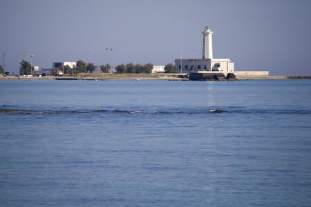 Lighthouse seen from the sea, Salentoの写真素材