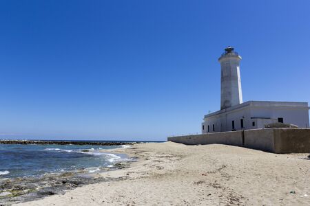 Lighthouse on San Cataldo beach in Salentoの写真素材