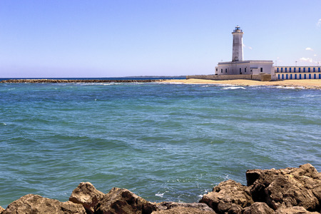 Lighthouse on San Cataldo beach in Salentoの写真素材