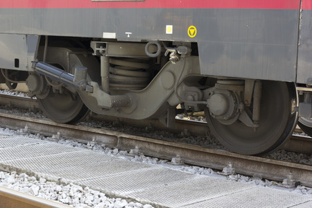 The train wheels on the railsの写真素材