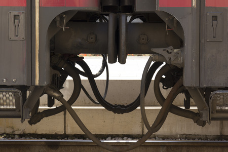 Coupling between two railway wagonsの写真素材