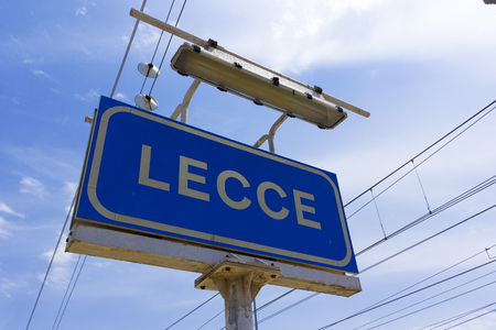 Station of Lecce: indication signs, town nameの写真素材