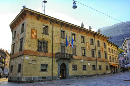 The praetorian palace, or of reason, seat of the municipality of Sondrioのeditorial素材