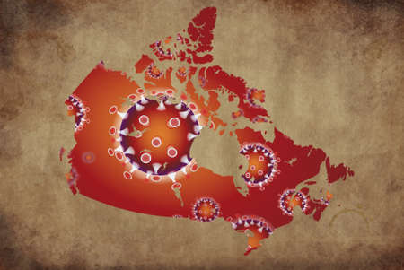 Coronavirus map Canada, pandemic, epidemic virus covid-19 diseaseの写真素材