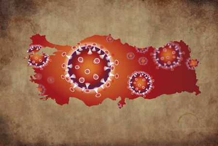 Coronavirus map Turkey, pandemic, epidemic virus covid-19 diseaseの写真素材