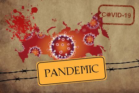 Coronavirus map Russia pandemic in Italy virus covid-19 diseaseの写真素材