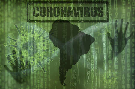 Coronavirus pandemic in South America. Fear of covid-19 epidemic in South Americaの写真素材