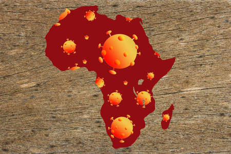 Coronavirus map Africa pandemic, epidemic virus covid-19 disease in Africaの写真素材