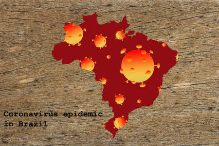 Coronavirus map Brazil pandemic, epidemic virus covid-19 diseaseの写真素材