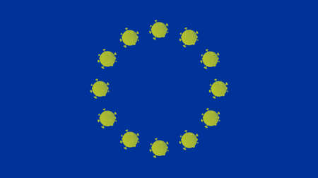 Coronavirus, flag of European Union. Epidemic covid-19 in the European Unionの写真素材
