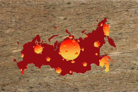Coronavirus map Russia pandemic, epidemic virus covid-19 diseaseの写真素材