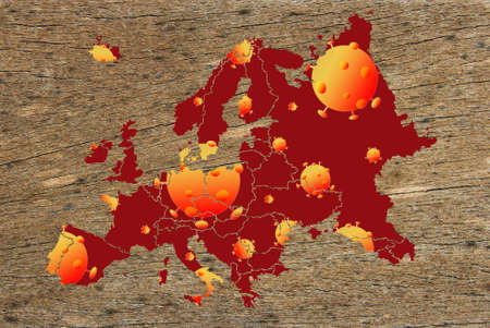 Coronavirus map Europe pandemic, epidemic virus covid-19 disease in Europeの写真素材