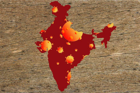 Coronavirus map India pandemic, epidemic virus covid-19 disease in Indiaの写真素材