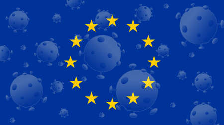 Coronavirus, flag of Union European. Epidemic covid-19 in Union Europeanの写真素材
