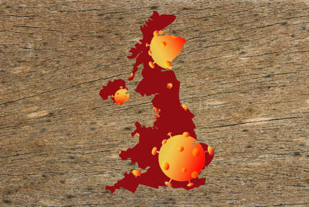 Coronavirus map United Kingdom (UK) pandemic, epidemic virus covid-19 disease in Great Britainの写真素材