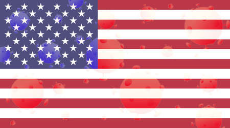 Coronavirus, flag of United States. Epidemic covid-19 in US (USA)の写真素材