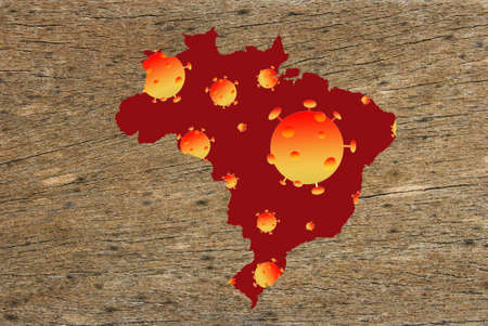 Coronavirus map Brazil pandemic, epidemic virus covid-19 diseaseの写真素材