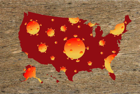 Coronavirus map United States (US) pandemic, epidemic virus covid-19 diseaseの写真素材