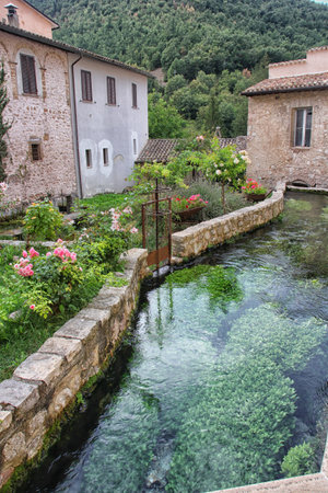 Rasiglia, a small village of springs. Province of Perugia, Umbriaの写真素材