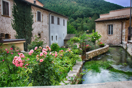Rasiglia, a small village of springs. Province of Perugia, Umbriaの写真素材