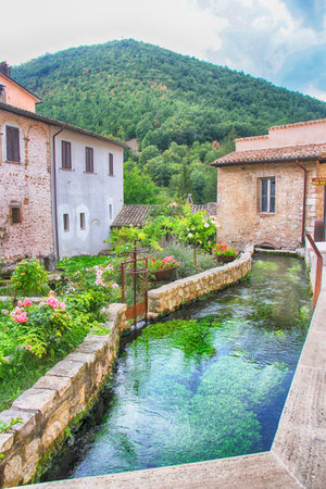 Rasiglia, the village of water, Perugia, Umbriaの写真素材