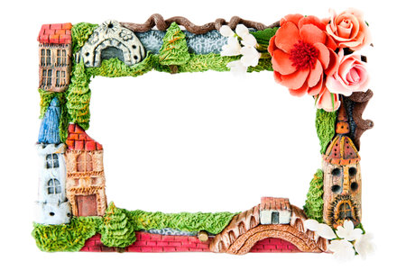 Handmade decorative photo frame. Isolated on white background with clipping path.