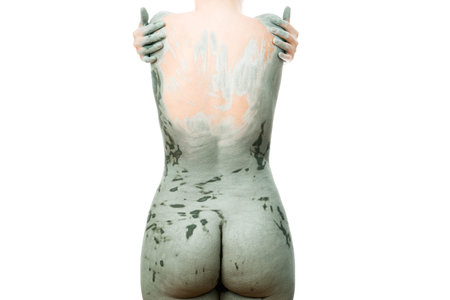 Mud treatment mask for body care.の写真素材