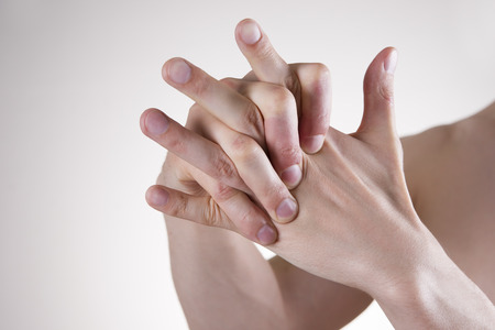 Hand Massage. Pain in the finger joints. Arthralgiaの写真素材