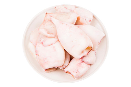Boiled squid isolated on white background