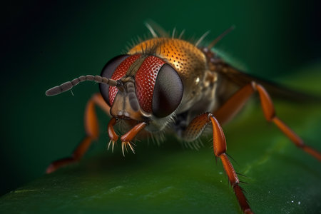 Extreme macro, very sharp and detailed insect closeup, selective focus, AI Generatedの素材