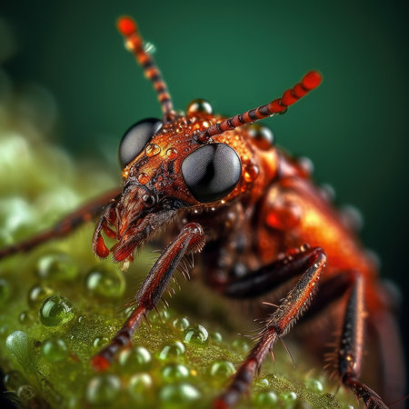 Extreme macro, very sharp and detailed insect closeup, selective focus, AI Generatedの素材