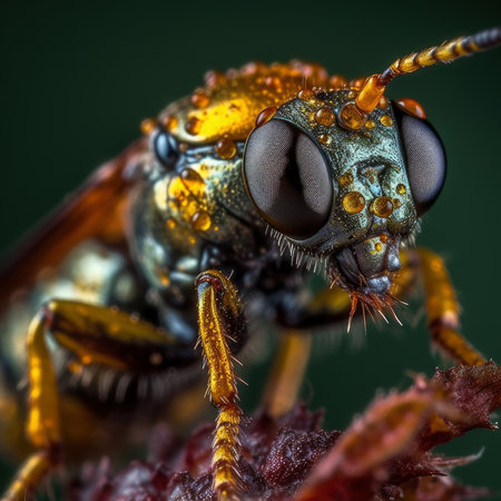 Extreme macro, very sharp and detailed insect closeup, selective focus, AI Generatedの素材