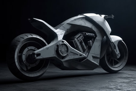 Futuristic sports bike in cyberpunk style on a black background, AI Generatedの素材