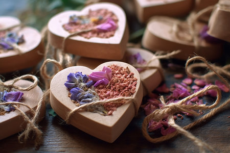 Bars of handmade natural soap with herbs, AI Generated illustrationの素材