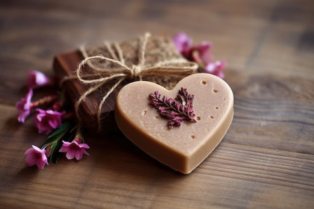 Bars of handmade natural soap with herbs, AI Generated illustrationの素材
