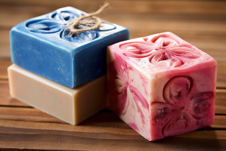 Bars of handmade natural soap with herbs, AI Generated illustrationの素材