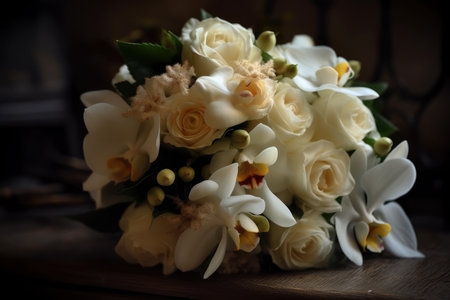 Beautiful wedding bouquet close-up, AI Generated illustrationの素材