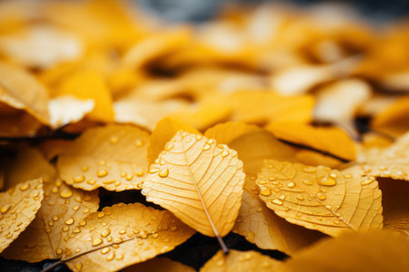 Colorful autumn leaves background, beautiful fall nature wallpaper with yellow and orange leaves, AI Generated illustrationの素材