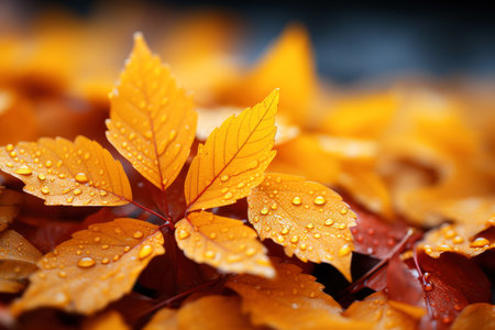 Colorful autumn leaves background, beautiful fall nature wallpaper with red, yellow and orange leaves, AI Generated illustrationの素材