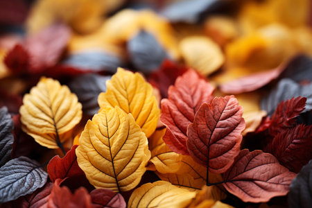Colorful autumn leaves background, beautiful fall nature wallpaper with red, yellow and orange leaves, AI Generated illustrationの素材