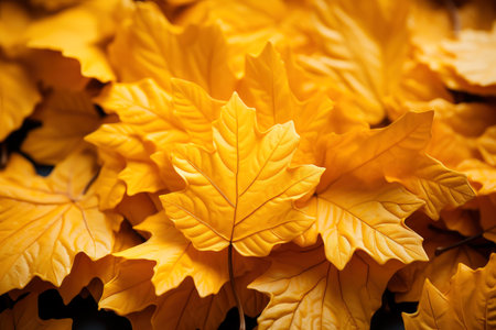 Colorful autumn maple leaves background, beautiful fall nature wallpaper with yellow and orange leaves, AI Generated illustrationの素材