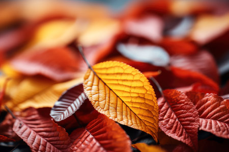 Colorful autumn leaves background, beautiful fall nature wallpaper with red, yellow and orange leaves, AI Generated illustrationの素材