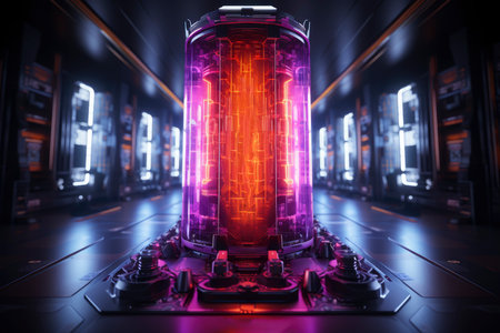 Super quantum computer of the future, abstract design of futuristic processor and microchips, blockchain computing, cryptocurrency mining, AI Generated illustrationの素材