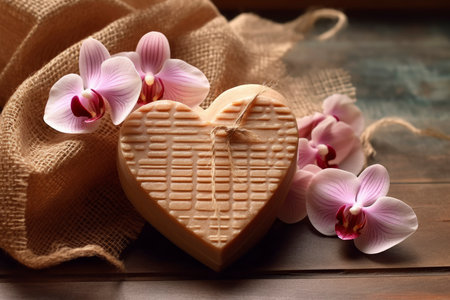 Bars of handmade natural soap with herbs and flowers, Valentine's day gift, AI Generated illustrationの素材