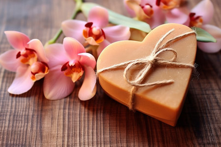 Bars of handmade natural soap with herbs and flowers, Valentine's day gift, AI Generated illustrationの素材